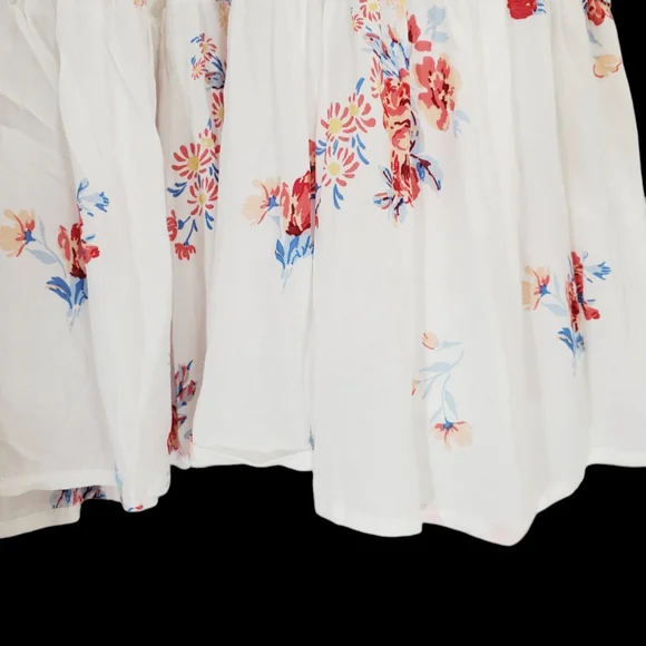 Blue Rain White Dress with Spaghetti Straps, Floral Pattern throughout sz Small - Picture 8 of 10